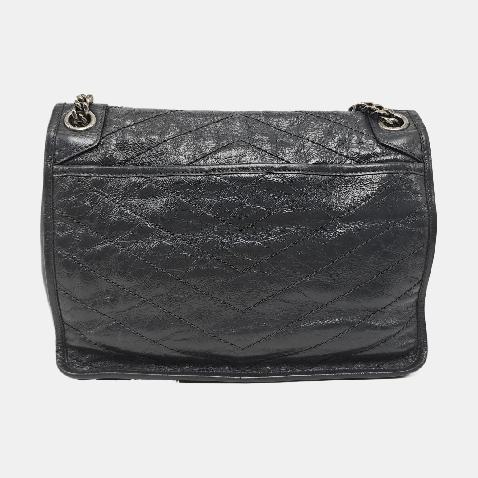 NIKI Medium Chevron Calfskin Gray