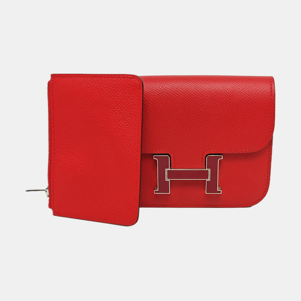 Authenticated pre-owned  Constance Slim Epsom Red Wallet - Wallet at Looply
