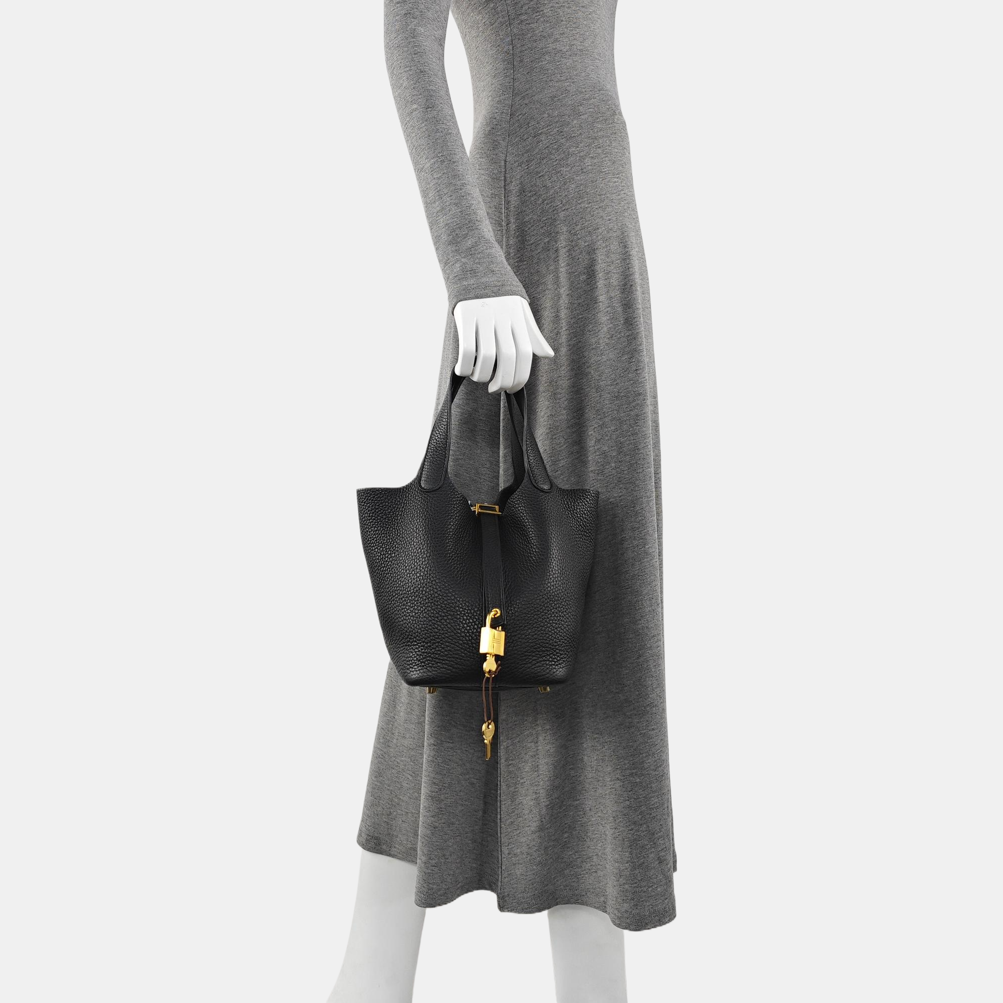 Authenticated pre-owned  Picotin Lock Clemence Black - Top Handle Bag at Looply