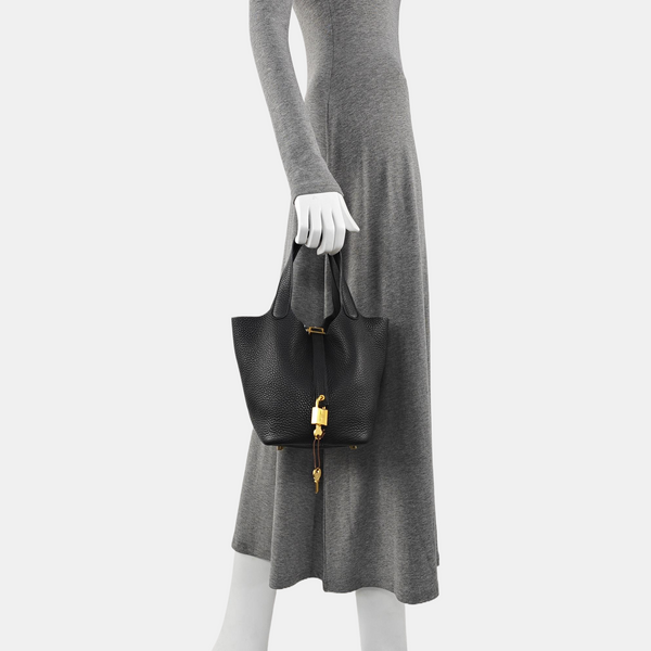 Authenticated pre-owned  Picotin Lock Clemence Black - Top Handle Bag at Looply