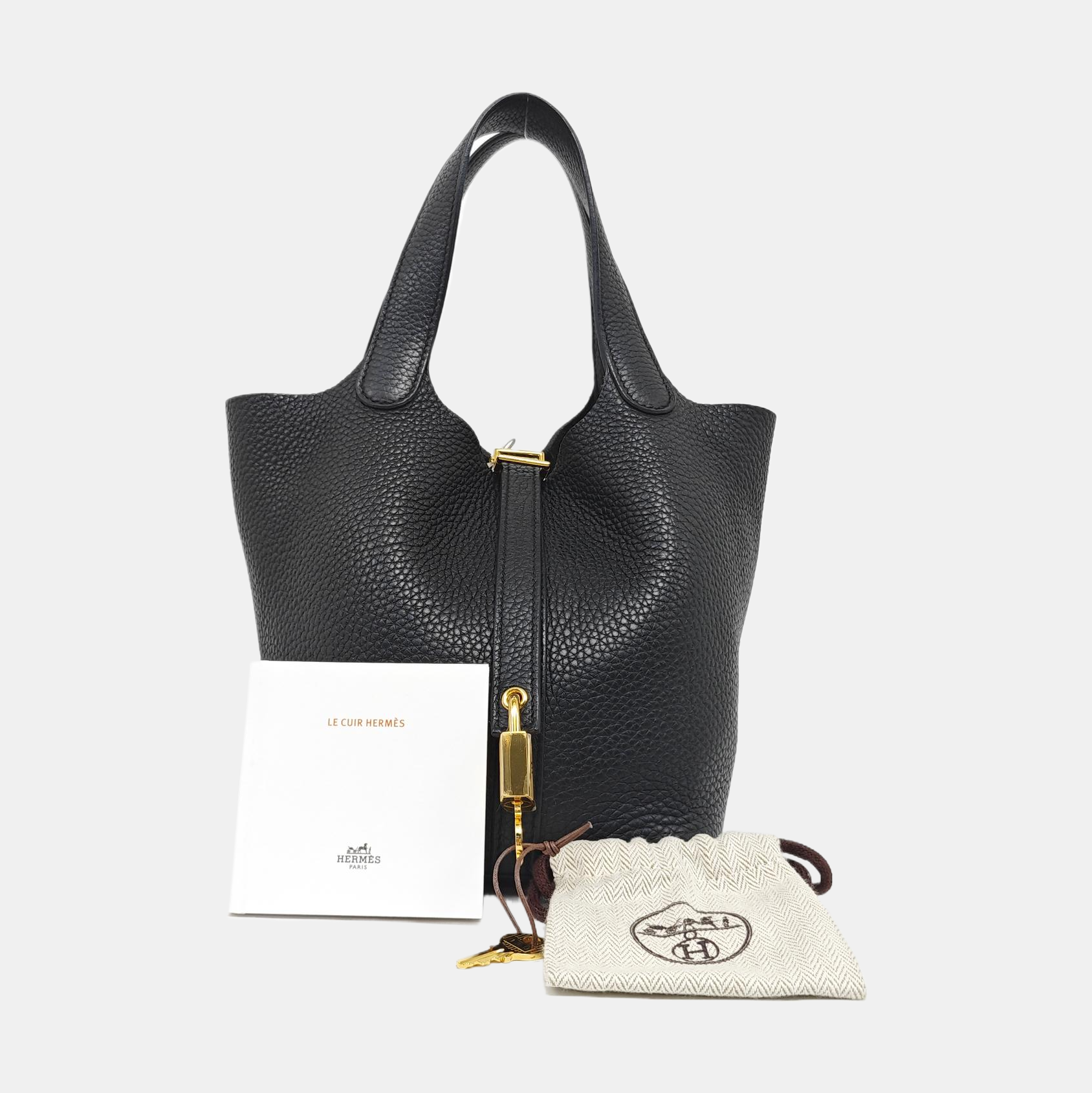 Authenticated pre-owned  Picotin Lock Clemence Black - Top Handle Bag at Looply