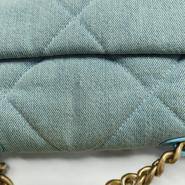 CHANEL 19 Small Quilted Denim Blue