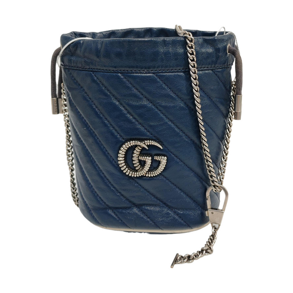 Authenticated pre-owned  GG Marmont Mini Calfskin Blue - Shoulder Bag at Looply