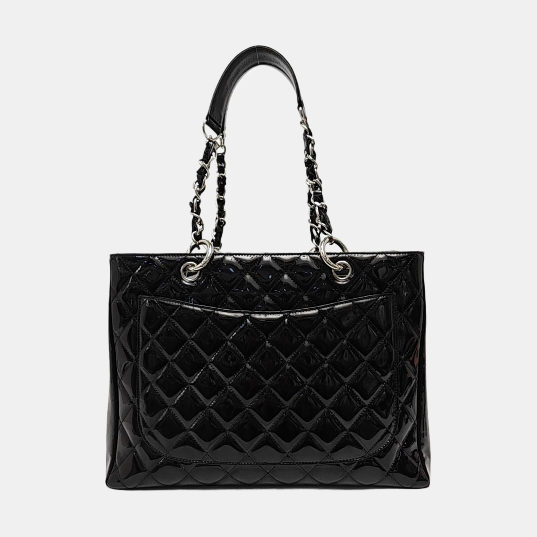Authenticated pre-owned  Chanel GST Large Quilted Patent Leather Black - Shoulder Bag at Looply