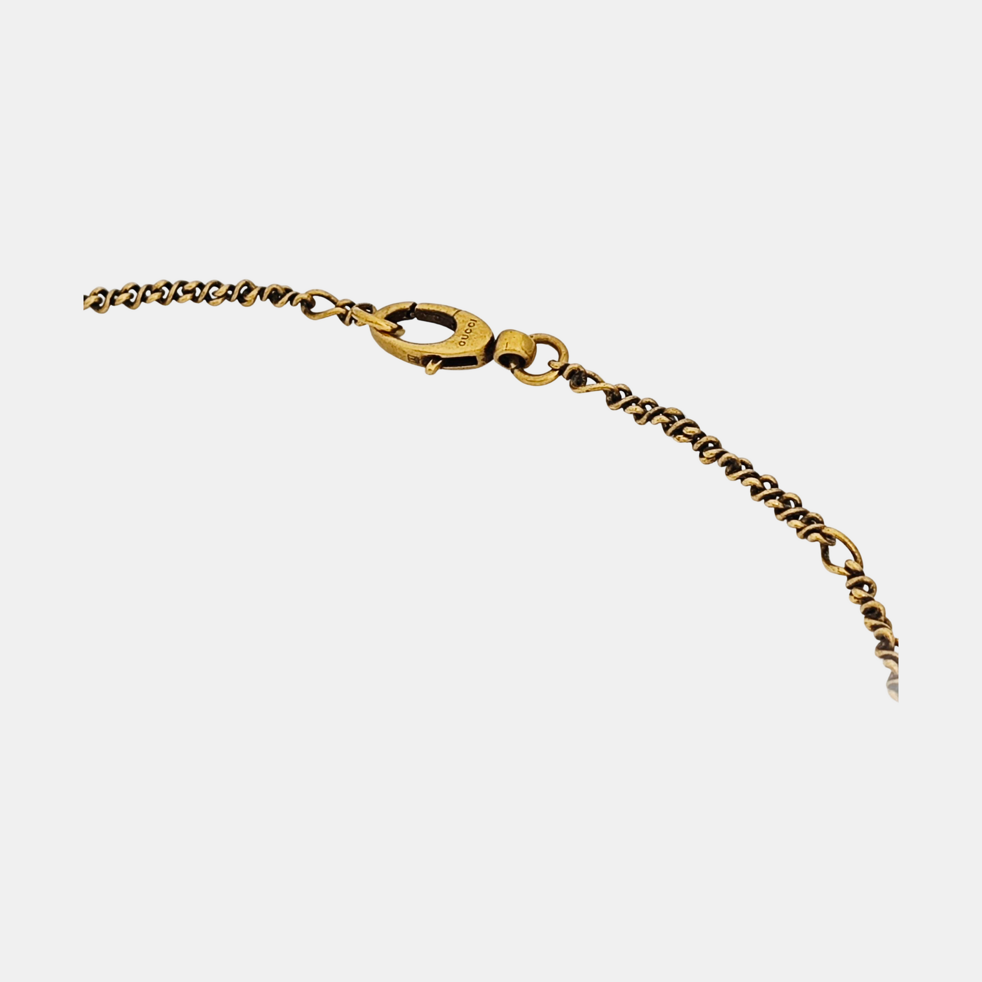 Authenticated pre-owned  Interlocking G Gold-tone Metal Synthetic Crystal Necklace - Necklace at Looply