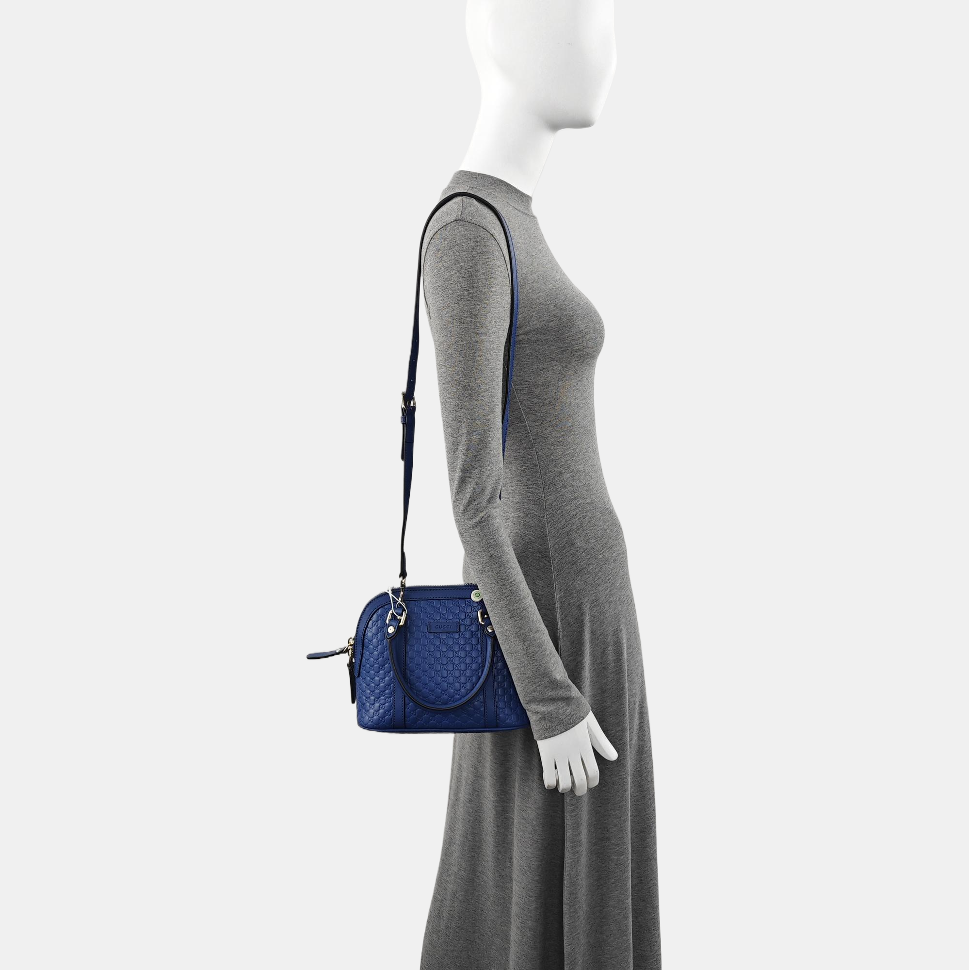 Authenticated pre-owned  Microguccissima Monogram Calfskin Blue - Shoulder Bag at Looply