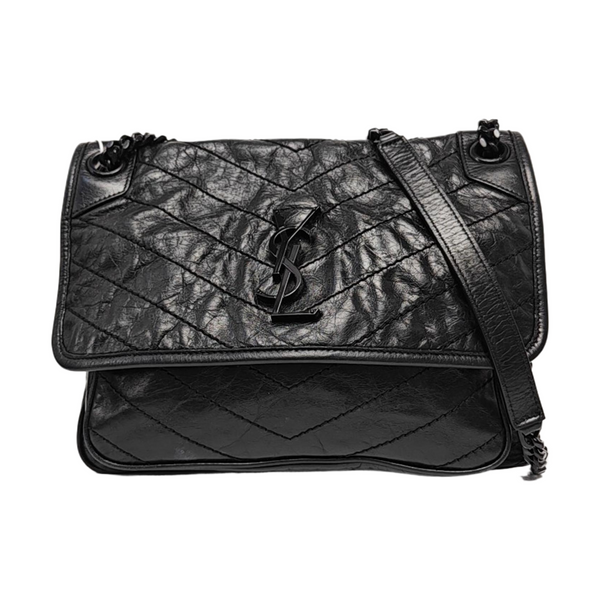 NIKI Medium Chevron Calfskin Black