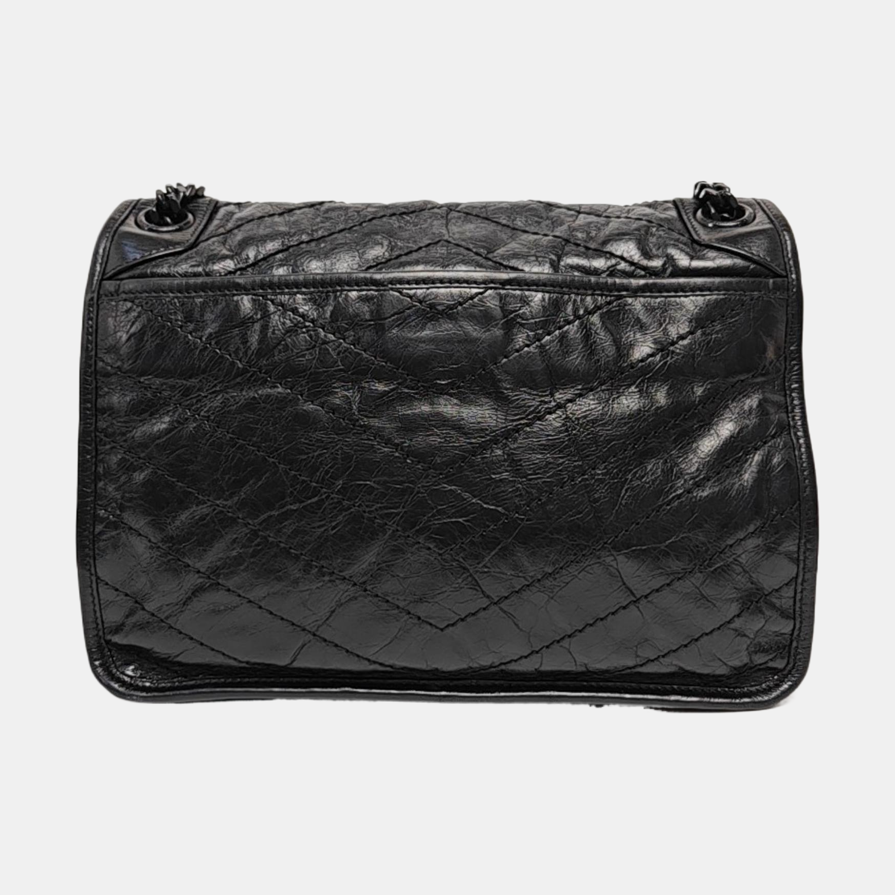 NIKI Medium Chevron Calfskin Black
