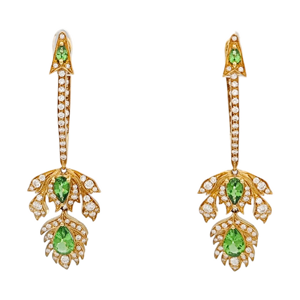 Authenticated pre-owned  Flora 18K Gold Diamond Tsavorite Gold Earring - Earrings at Looply