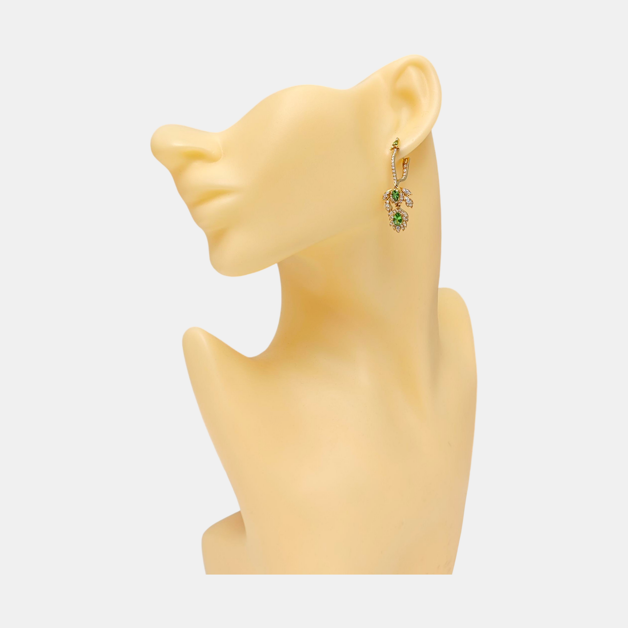 Authenticated pre-owned  Flora 18K Gold Diamond Tsavorite Gold Earring - Earrings at Looply
