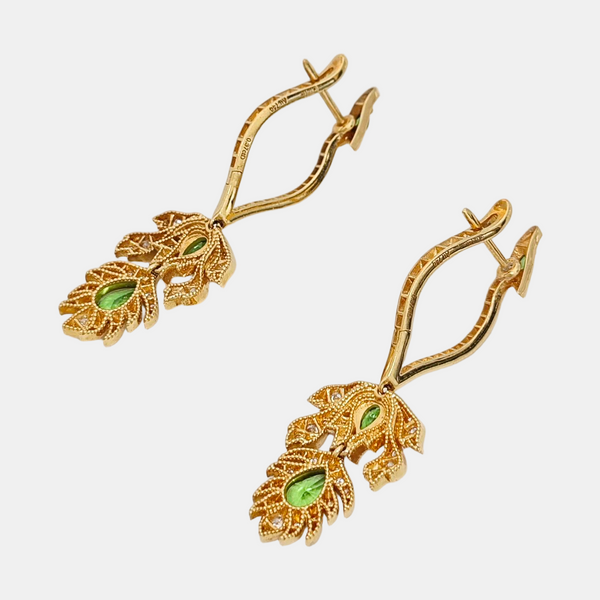 Authenticated pre-owned  Flora 18K Gold Diamond Tsavorite Gold Earring - Earrings at Looply