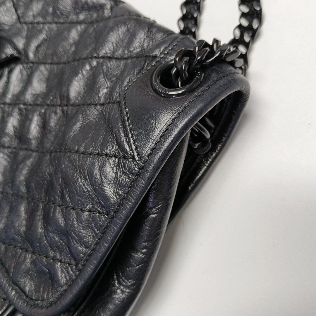NIKI Medium Chevron Calfskin Black