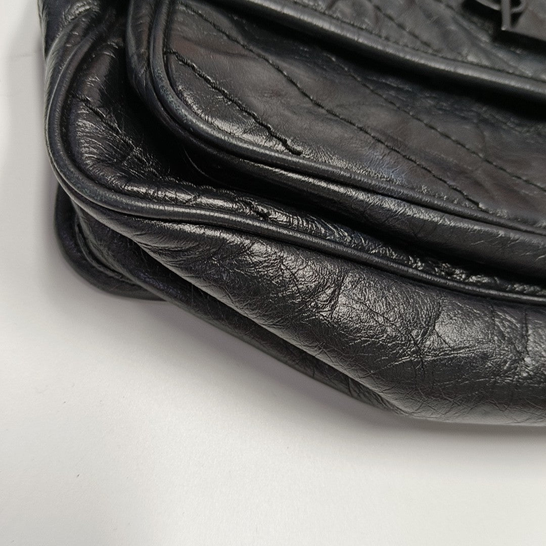 NIKI Medium Chevron Calfskin Black