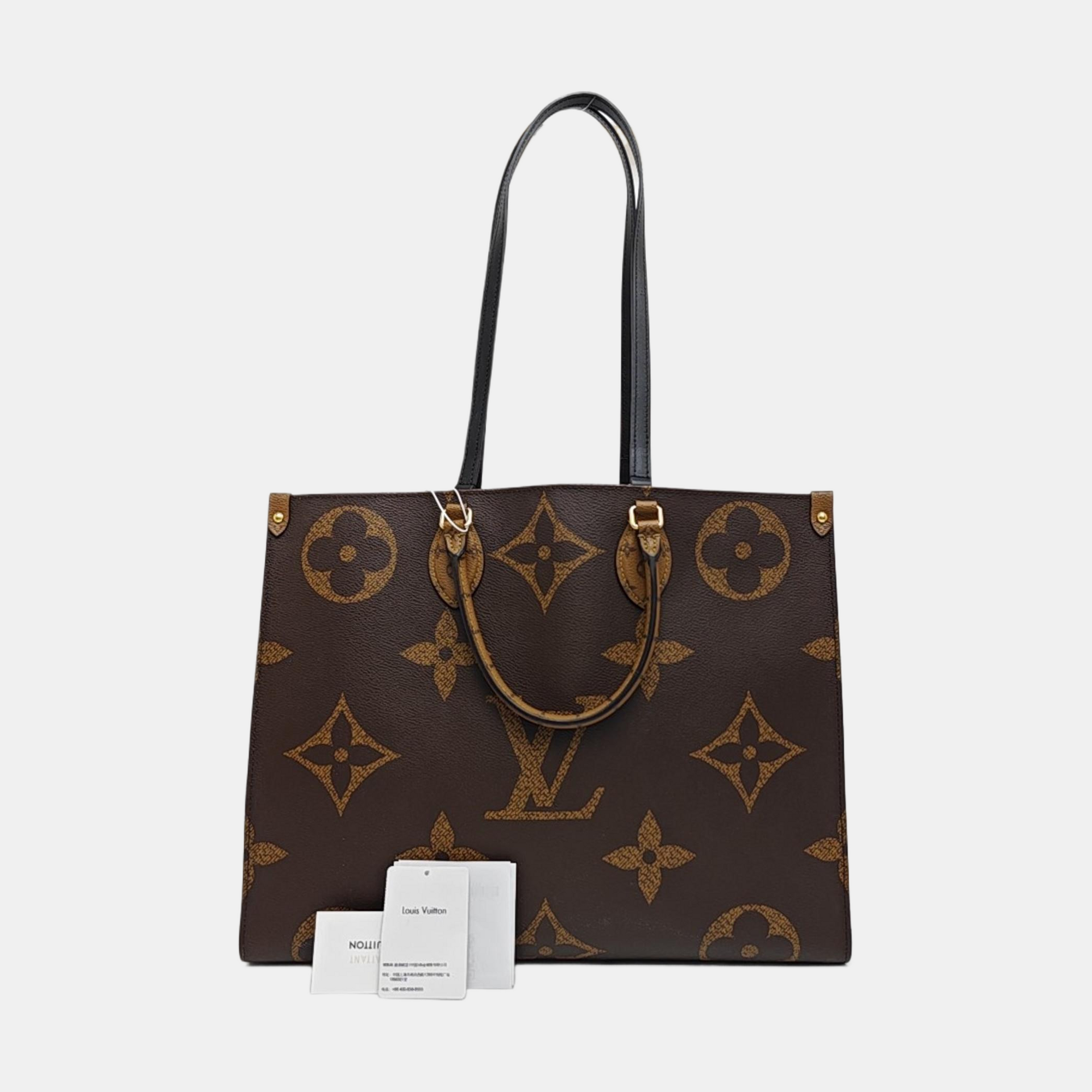 Authenticated pre-owned  Onthego GM Monogram Coated Canvas Brown - Top Handle Bag at Looply