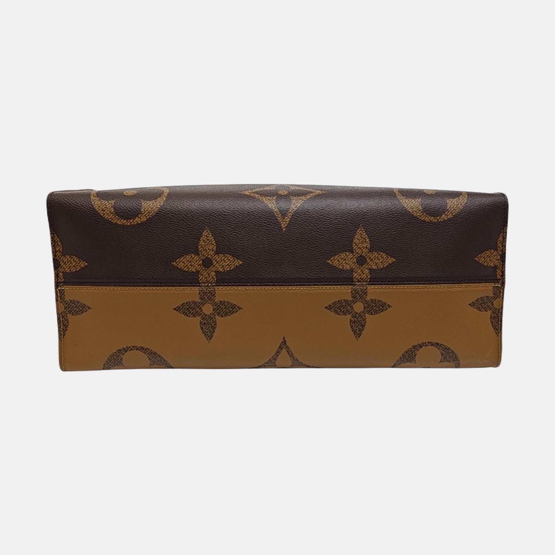 Authenticated pre-owned  Onthego GM Monogram Coated Canvas Brown - Top Handle Bag at Looply