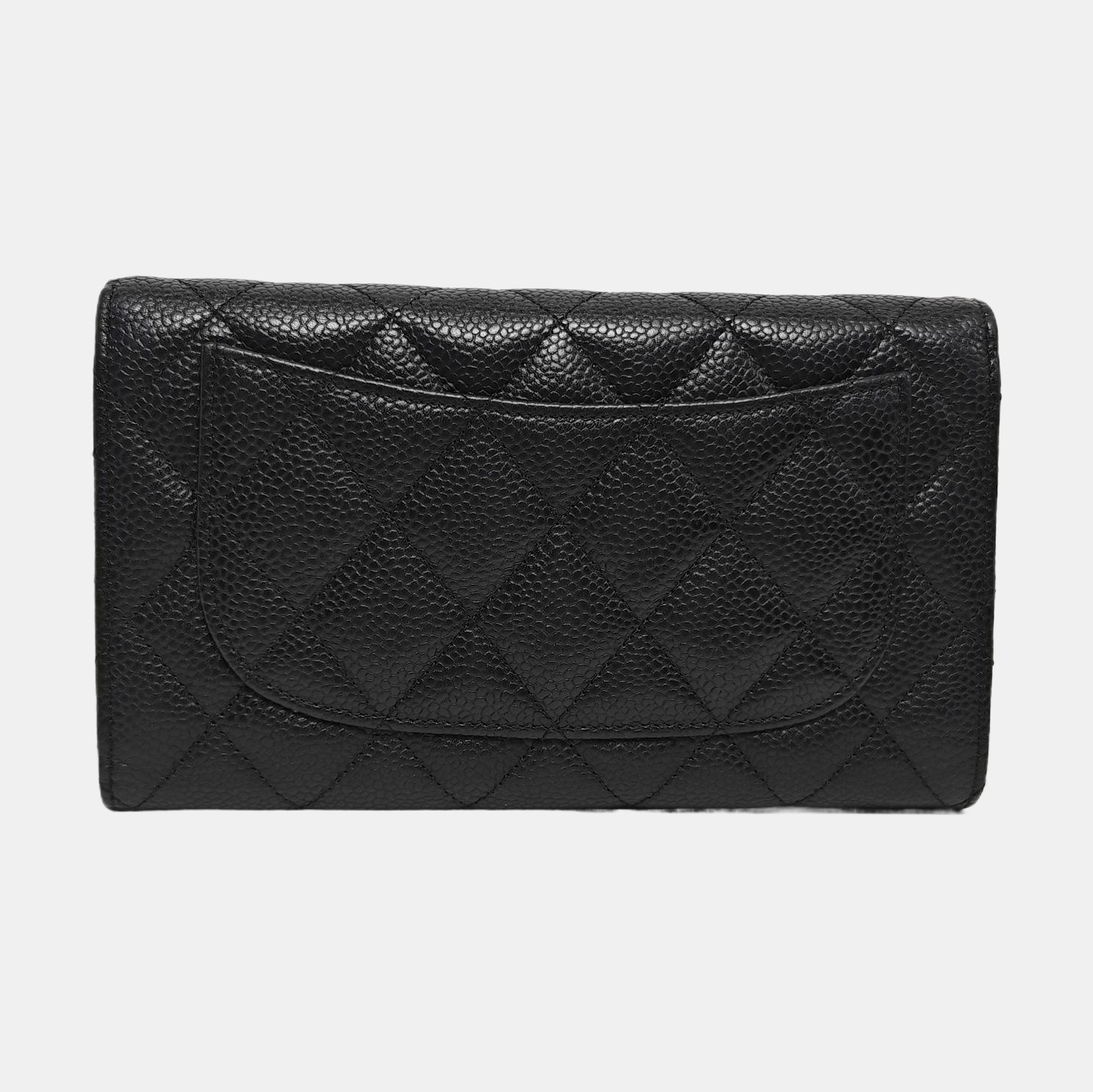 Quilted Grained Calfskin Wallet Black