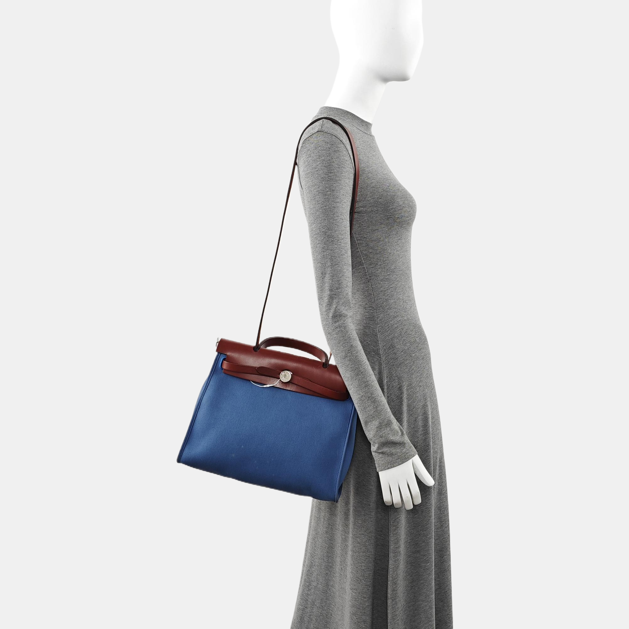 Authenticated pre-owned  Herbag 31 Canvas Blue - Shoulder Bag at Looply
