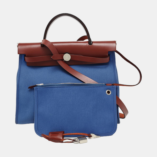 Authenticated pre-owned  Herbag 31 Canvas Blue - Shoulder Bag at Looply