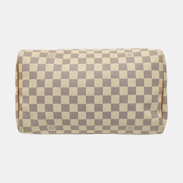 Authenticated pre-owned  Speedy 30 Damier Azur Coated Canvas White - Top Handle Bag at Looply