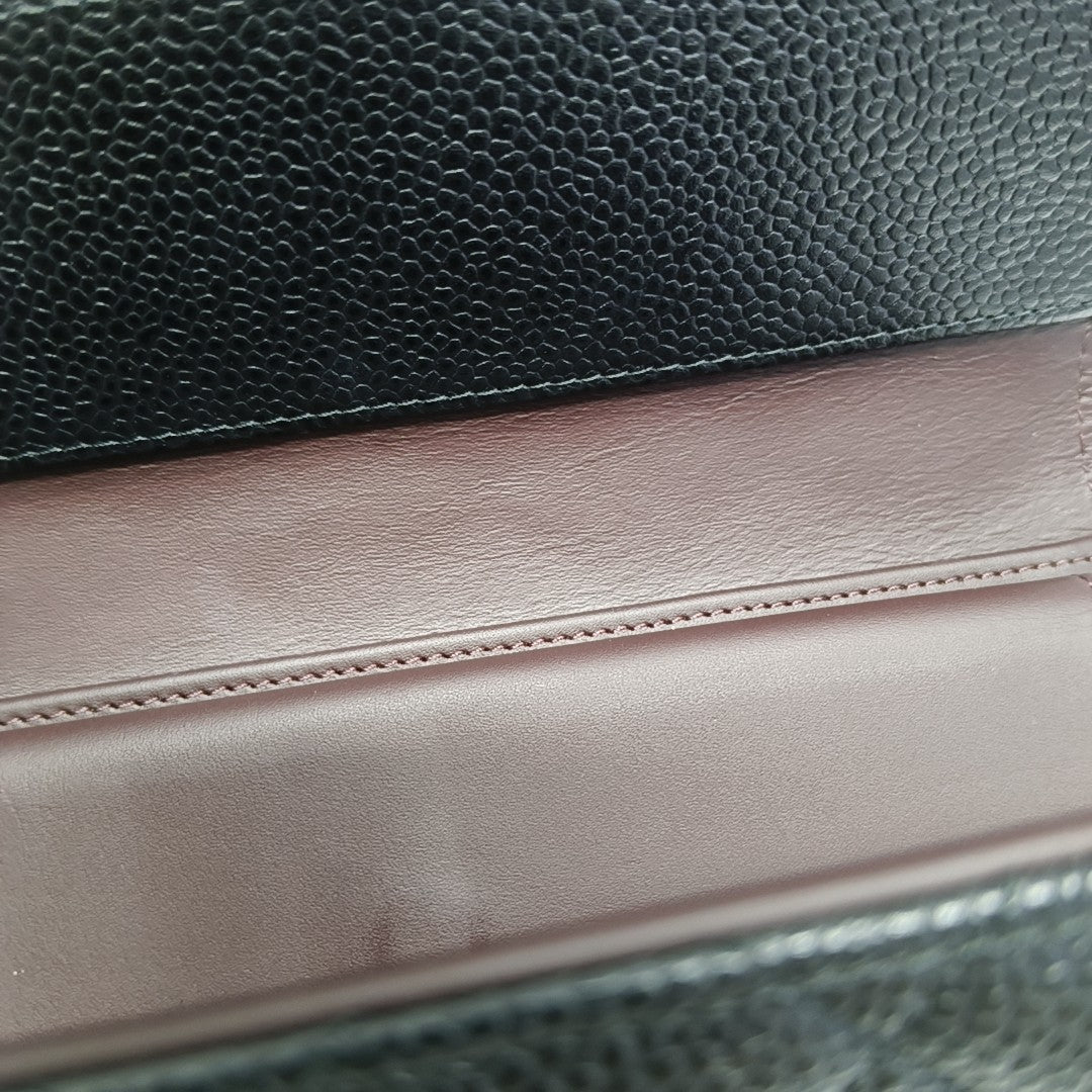Quilted Grained Calfskin Wallet Black