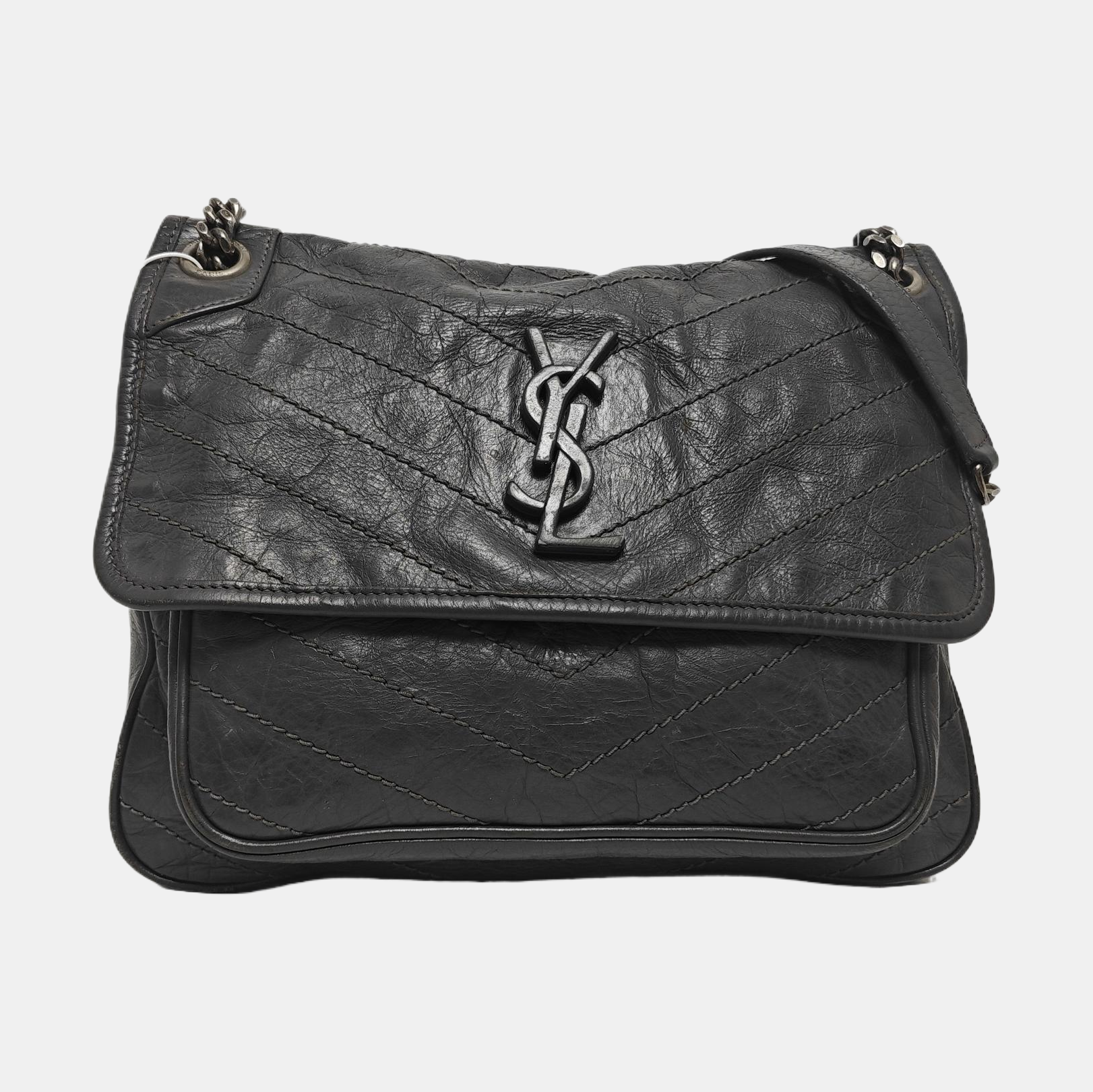 NIKI Medium Chevron Calfskin Gray