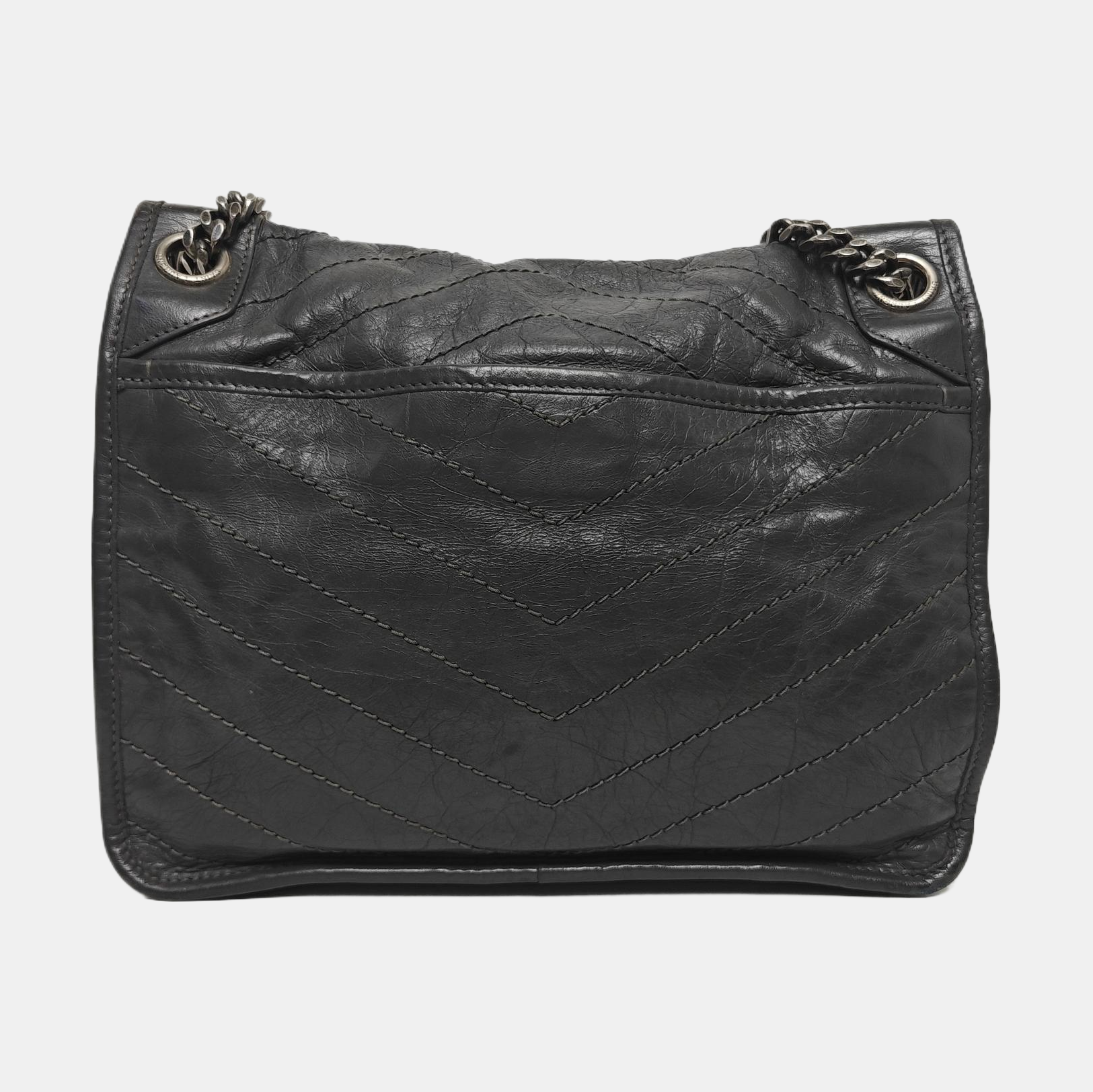 NIKI Medium Chevron Calfskin Gray