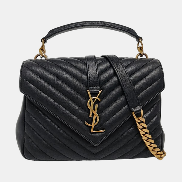 COLLEGE Medium Chevron Lambskin Black