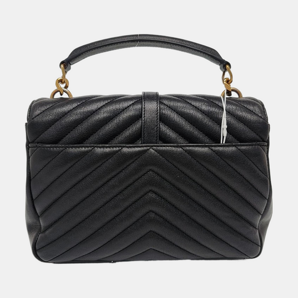 COLLEGE Medium Chevron Lambskin Black