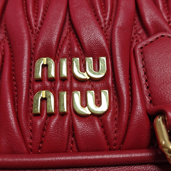 Arcadie Matelassé Small Quilted Lambskin Red
