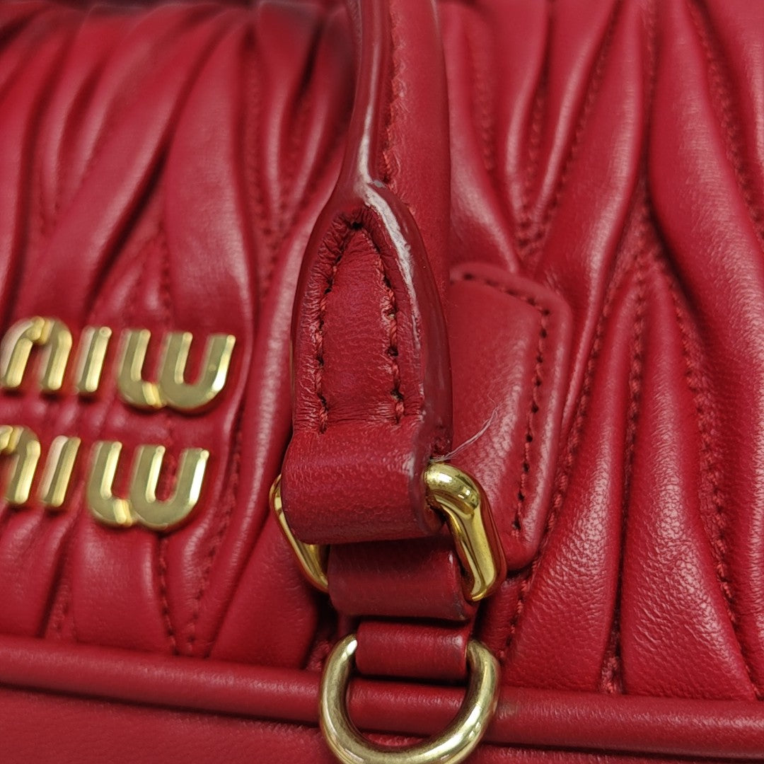 Arcadie Matelassé Small Quilted Lambskin Red