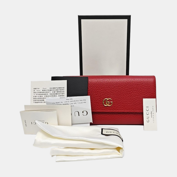 Authenticated pre-owned  GG Marmont Calfskin Red Wallet - Wallet at Looply