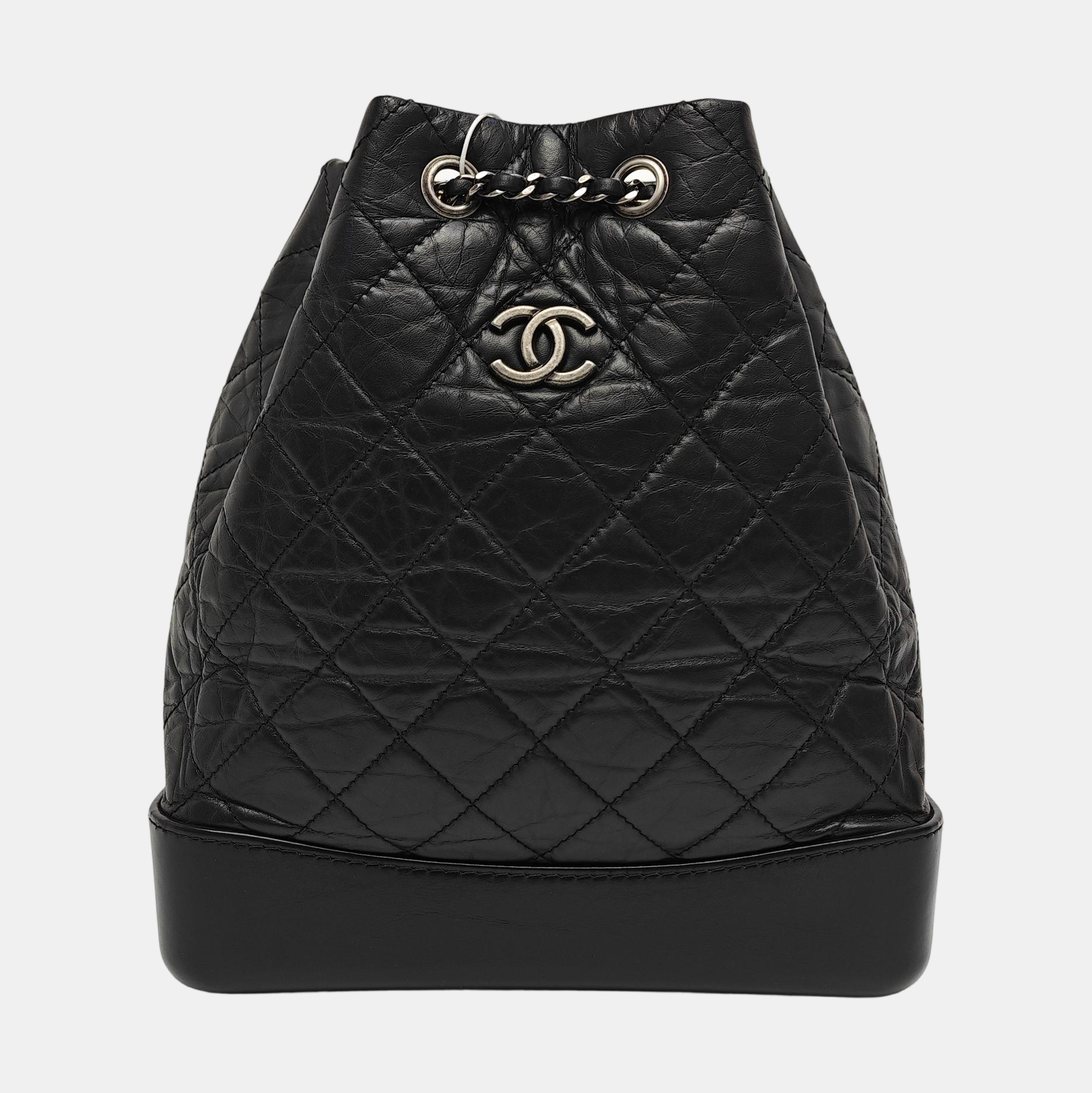 GABRIELLE Large Quilted Calfskin Black