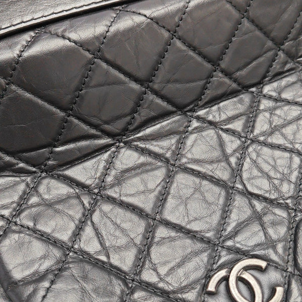 GABRIELLE Large Quilted Calfskin Black