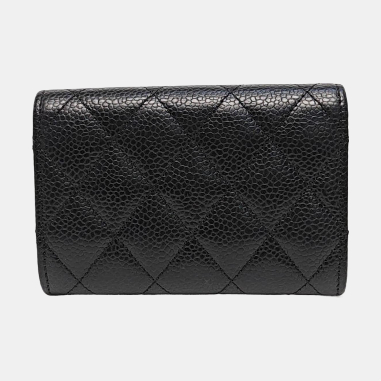 Authenticated pre-owned  Classic Flap Quilted Grained Calfskin Black Card Holder - Card Holder at Looply