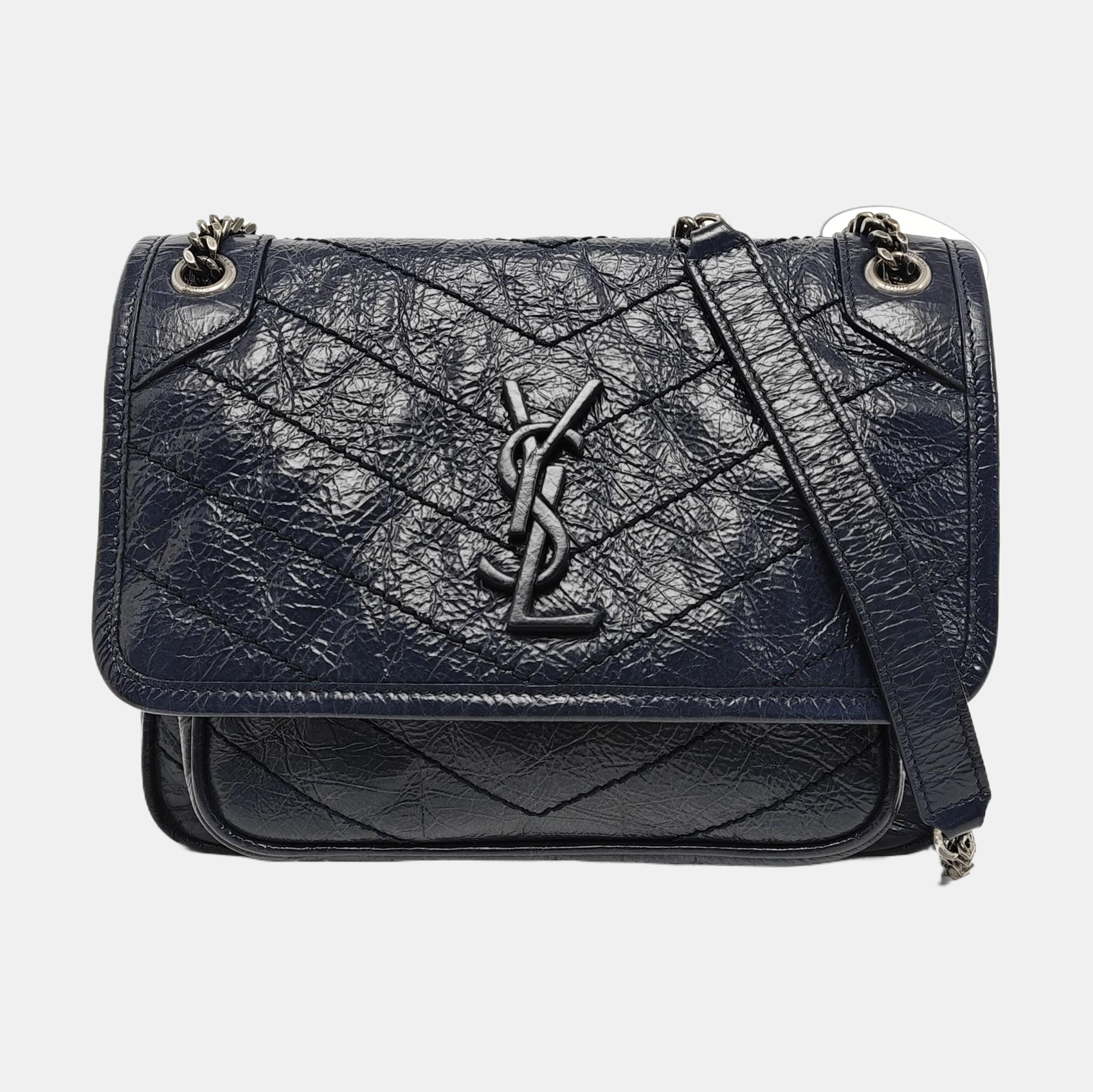 NIKI Small Chevron Calfskin Blue
