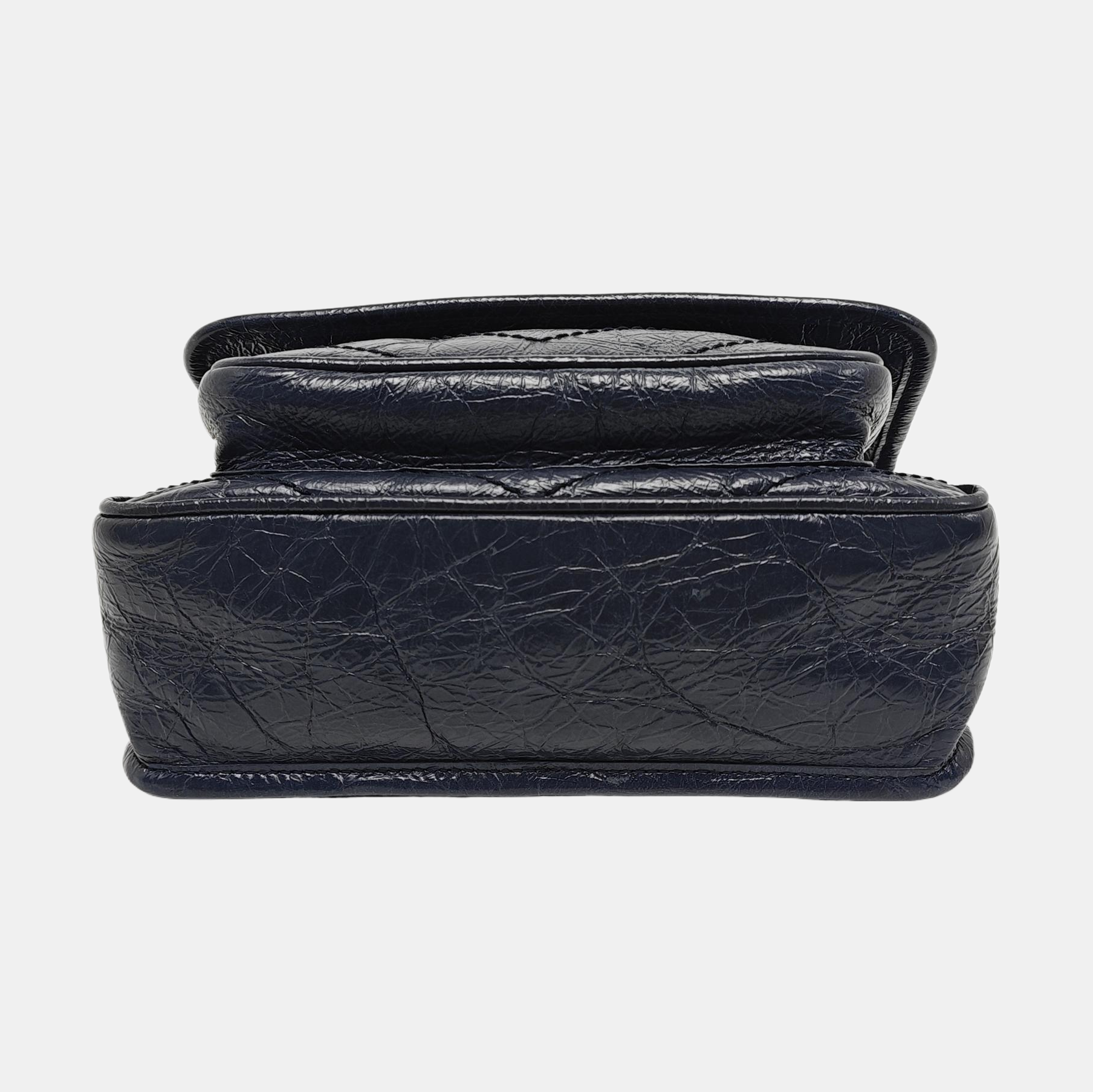 NIKI Small Chevron Calfskin Blue