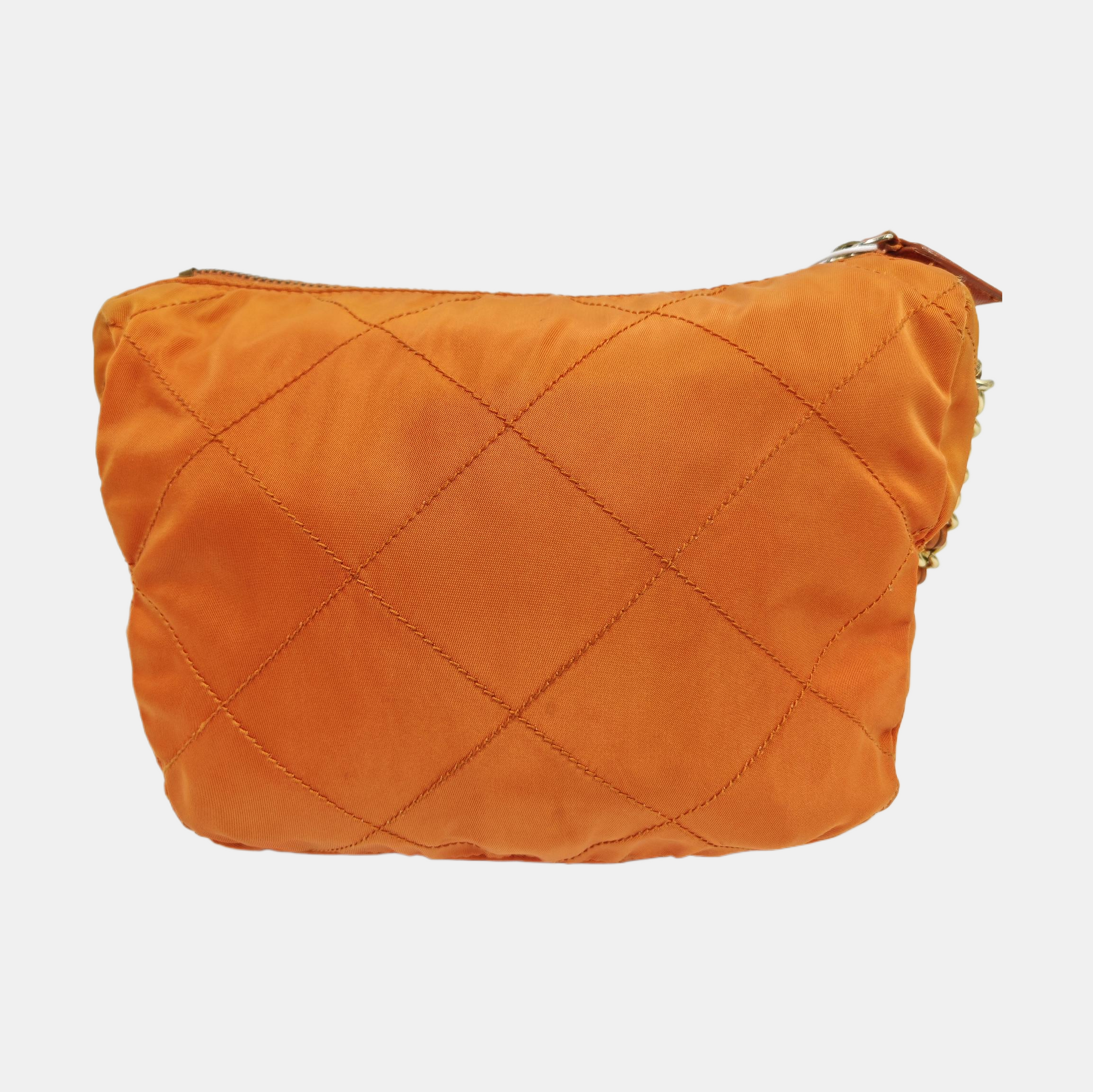 Quilted Nylon Shoulder Bag Orange