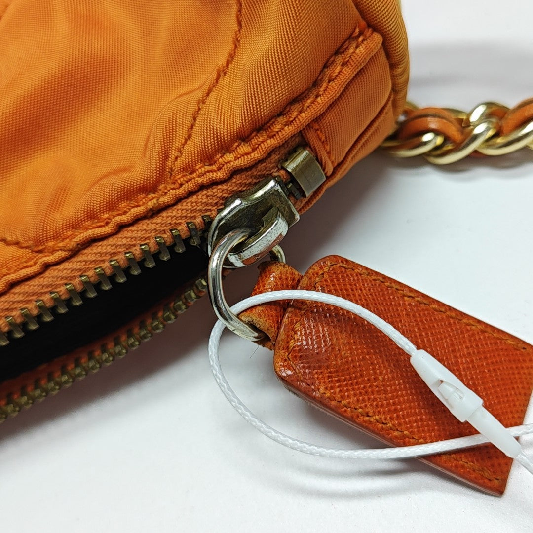 Quilted Nylon Shoulder Bag Orange