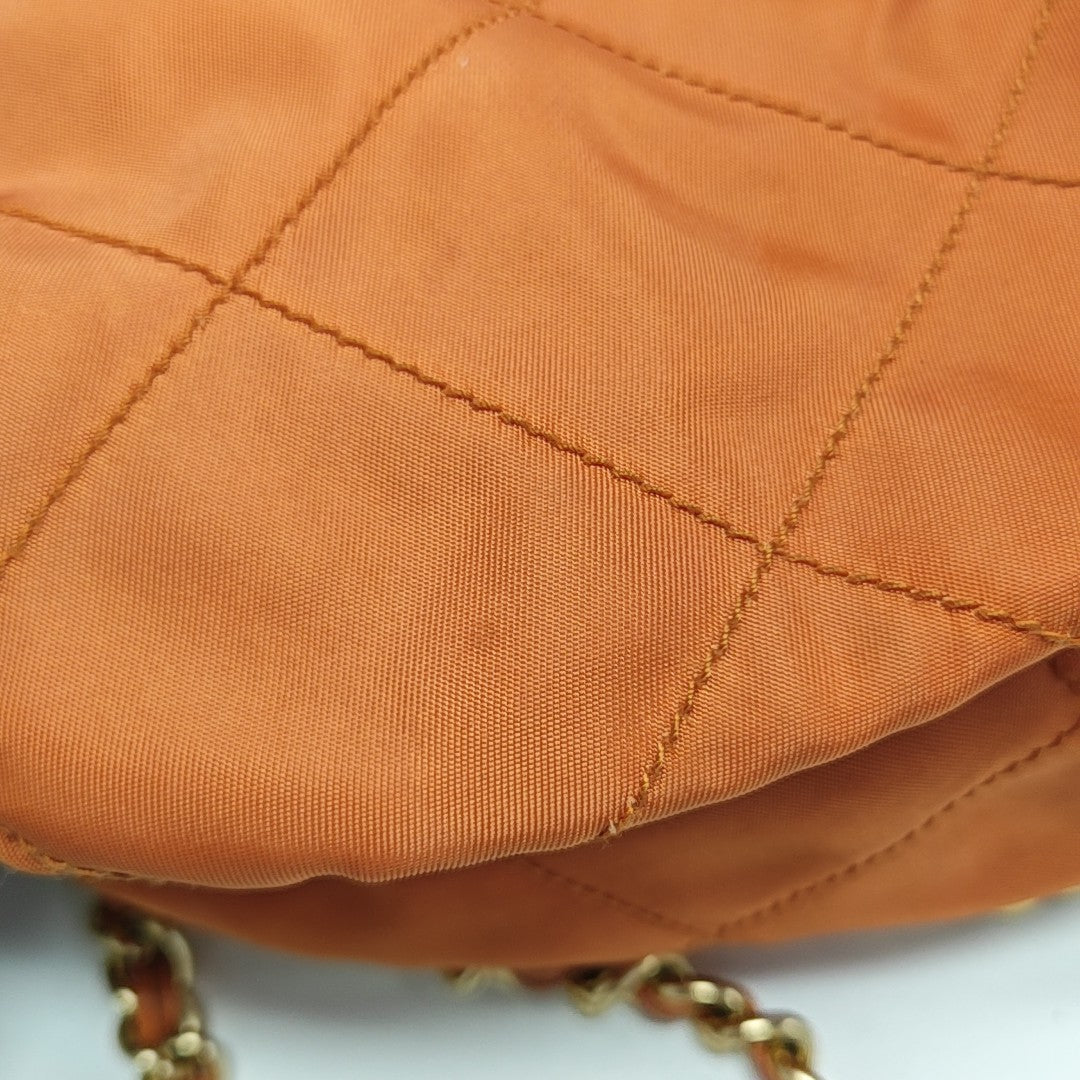 Quilted Nylon Shoulder Bag Orange