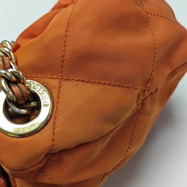 Quilted Nylon Shoulder Bag Orange