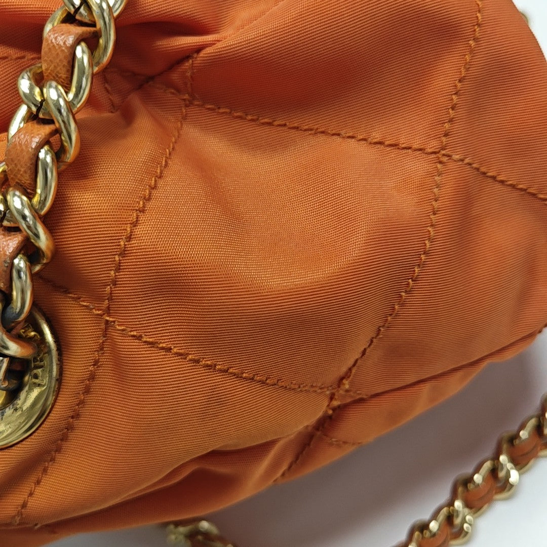 Quilted Nylon Shoulder Bag Orange