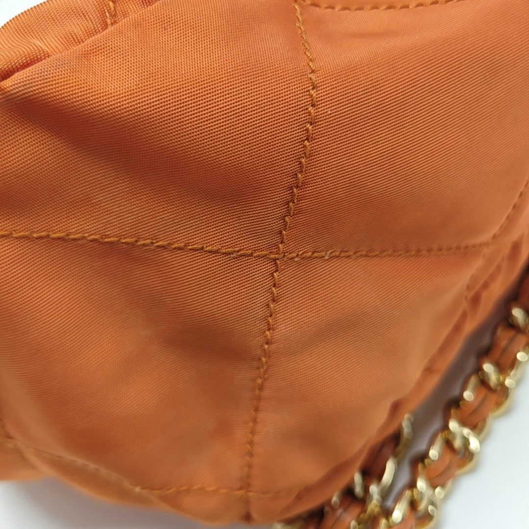 Quilted Nylon Shoulder Bag Orange