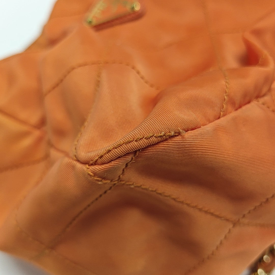 Quilted Nylon Shoulder Bag Orange