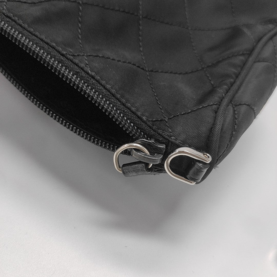 Quilted Nylon Clutch Black