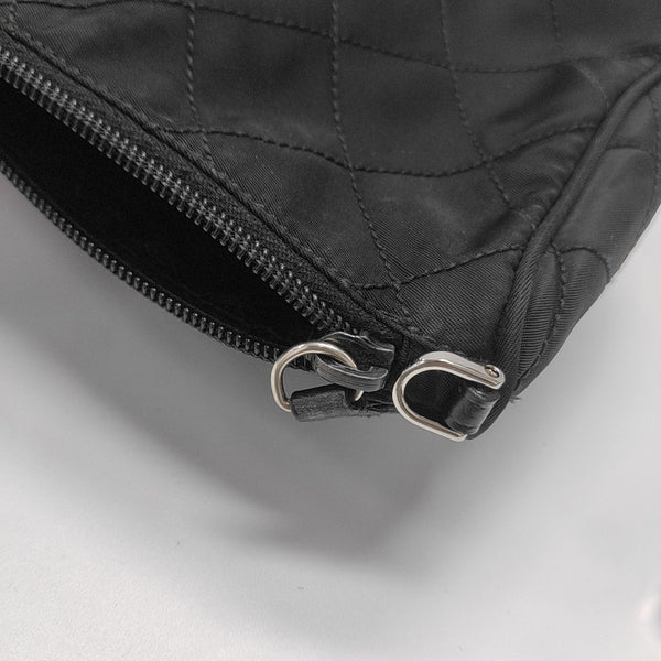 Quilted Nylon Clutch Black