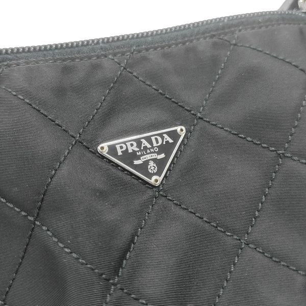 Quilted Nylon Clutch Black