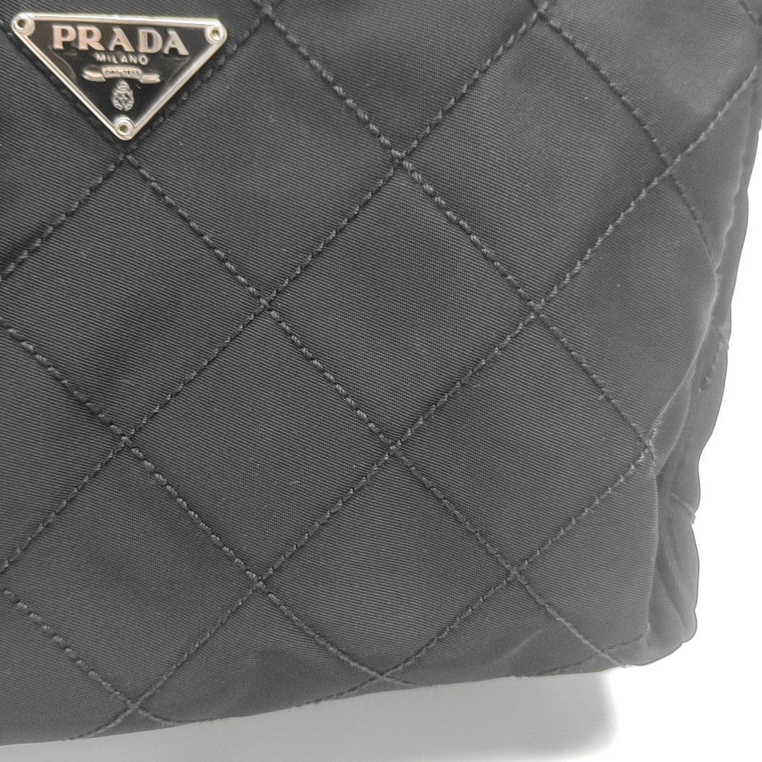 Quilted Nylon Clutch Black
