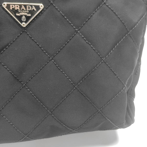 Quilted Nylon Clutch Black