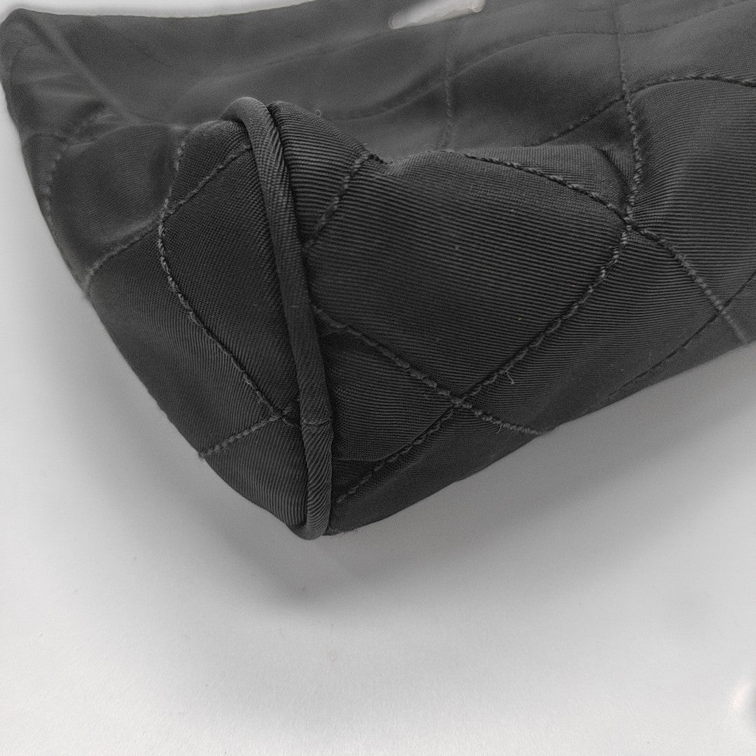 Quilted Nylon Clutch Black