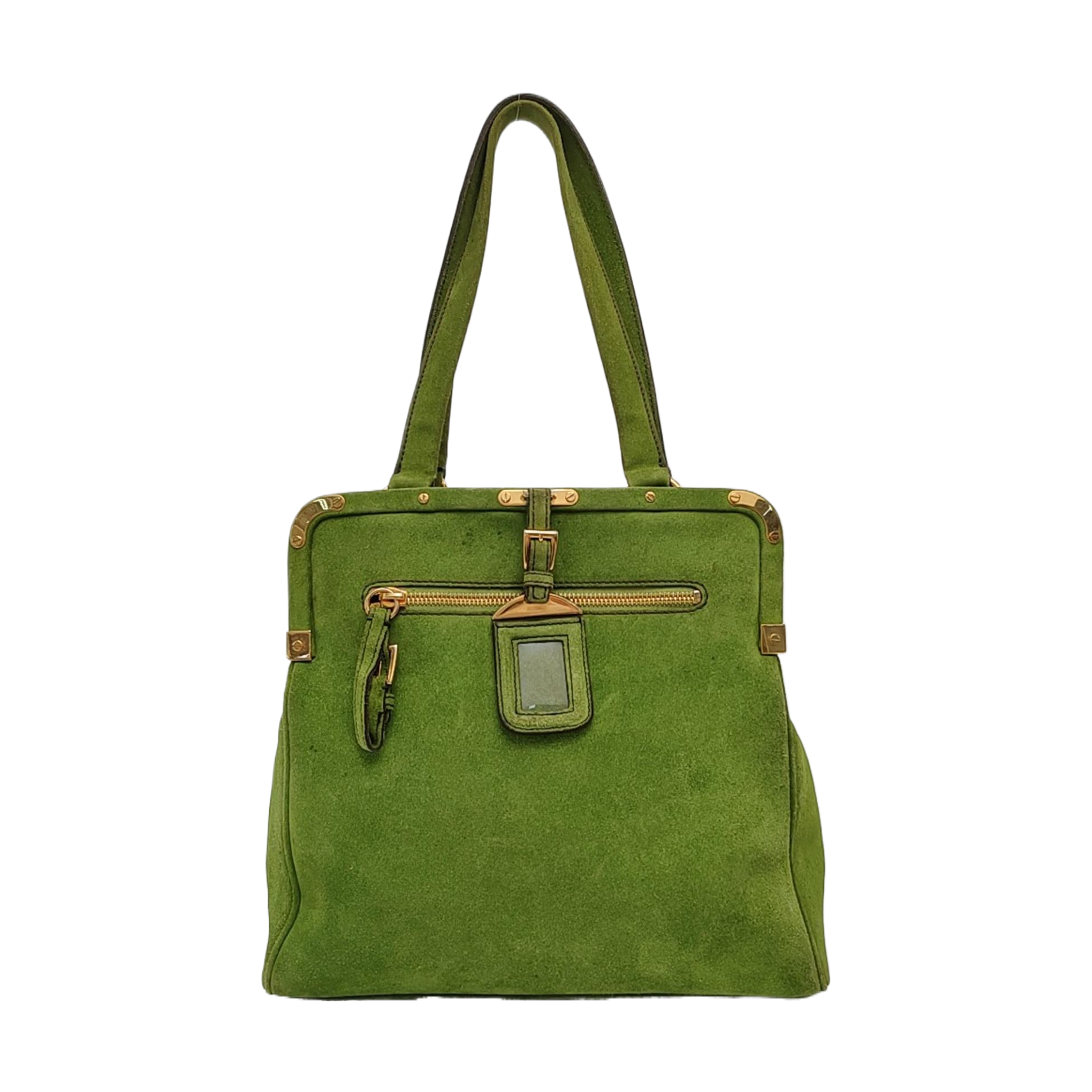 Suede Top Handle Bag Green
